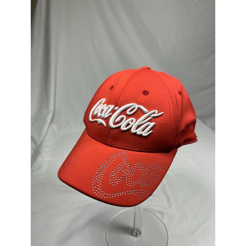 Coca-Cola Red Flex Fit Hat Size Medium Embroidered Script Logo Baseball Cap